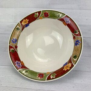 Gibson REBECCA'S GARDEN Colored Floral Panels Round 9" Serving Vegetable Bowl